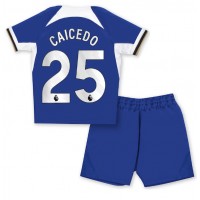 Camiseta Chelsea Moises Caicedo #25 Primera Equipación para niños 2023-24 manga corta (+ pantalones cortos)